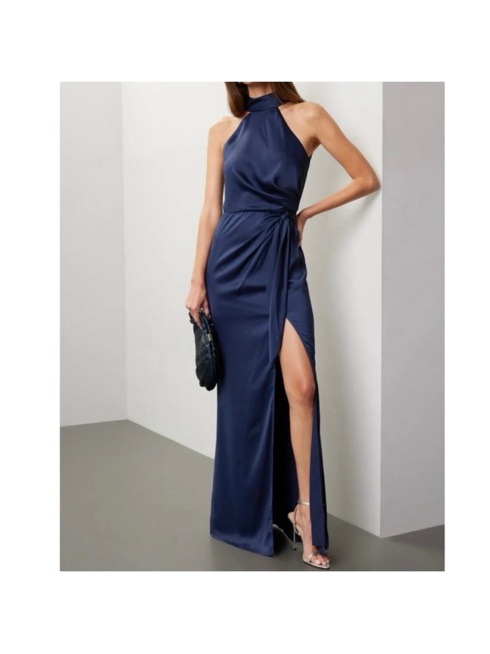 elle zeitoune Charlie Gown navy silkily slip maxi dress XS